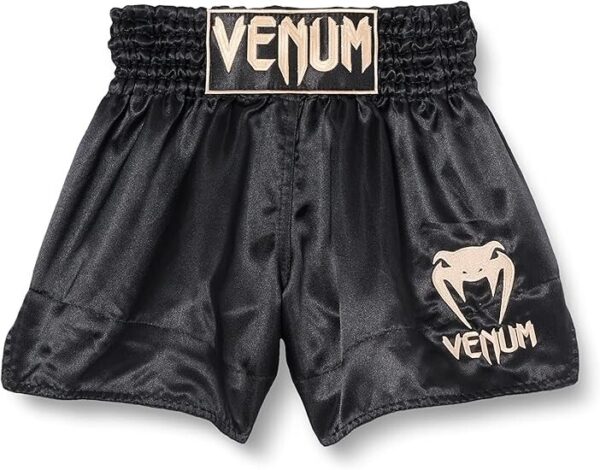 NWOT~Women's VENUM Black Classic Muay Thai Satin MMA Boxing Shorts XL