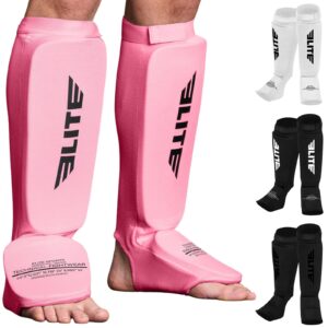 MMA Shin Pads for Muay Thai and Kickboxing, Protective Shin Guards with Inste...