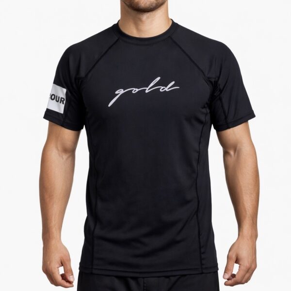 Gold BJJ Foundation Rash Guard - Ranked No-Gi and Gi Jiu Jitsu Size L