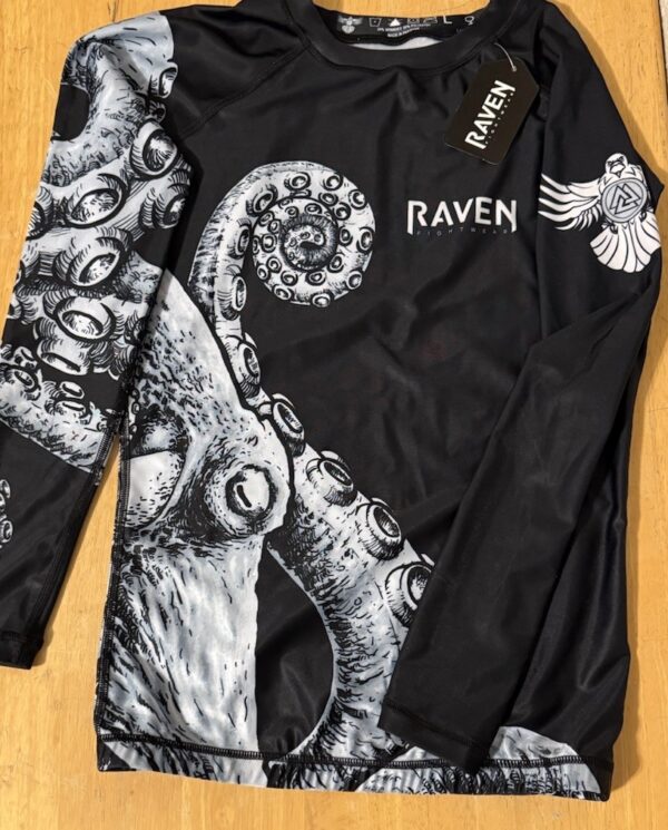Raven Fightwear Kraken Octopus BJJ Rashguard Women’s Large White Jiu Jitsu MMA