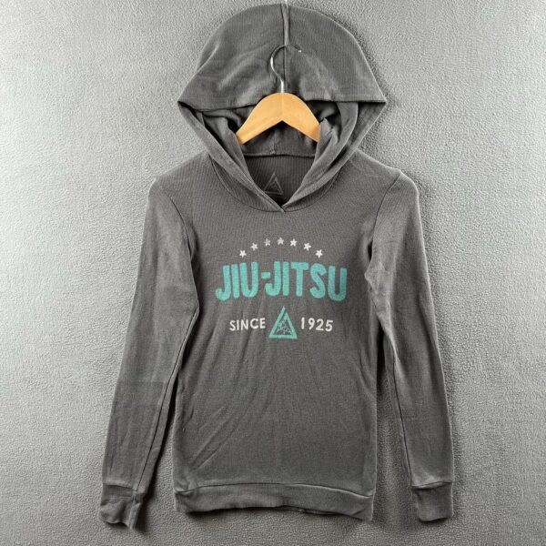 Gracie Jiu Jitsu Hoodie Women’s Small Gray Thermal Waffle Knit MMA Sweatshirt
