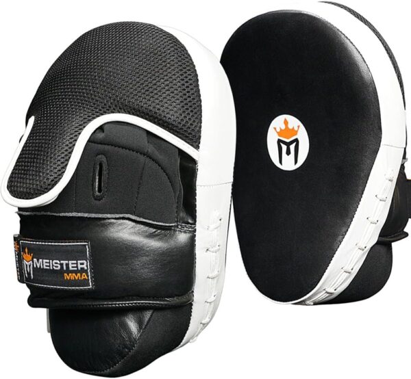 Meister Cowhide Leather Curved Focus Mitts w/Wrist Support (Pair)