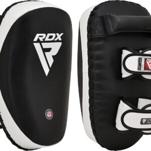 RDX Thai Pads for Kickboxing Muay Thai with Solid Handle Grip, Maya Hide Leather Curved Strike Shield for Boxing MMA Taekwondo Martial Arts, Training Combat Sports Knees Elbows Kicks Punches