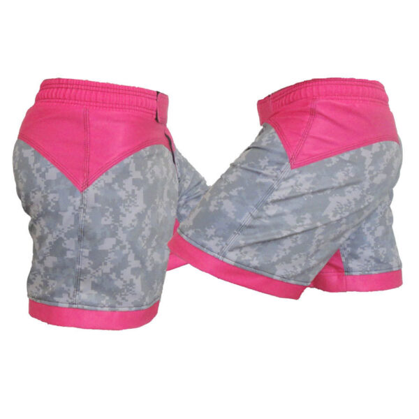 ACU and Pink Female MMA Fight Shorts - Ladies Adjustable Waistband Fight Shorts