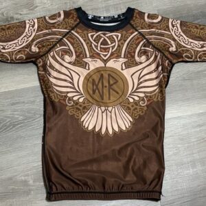 Raven Fightwear Women's Nordic BJJ Rash Guard Short Sleeve MMA Brown Medium