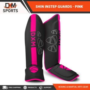 DXM Shin Guards MMA Muay Thai Kickboxing Training Leg Instep Foot Protector Pink
