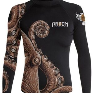 Raven Fightwear Women's Kraken Octopus BJJ Rash Guard MMA Black/Brown