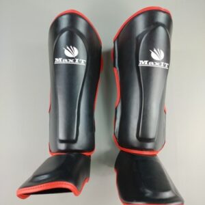 MaxIT MMA Shin Foot Guard Kickboxing Sparring Martial Black and Red Professional