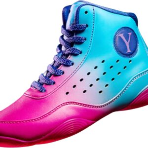 Magic Glow Wrestling Shoes for Women & Girls - Boxing, MMA, Powerlifting, Weightlifting & Gym Training - Non-Slip Sole - Blue/Pink, Women's Size 6