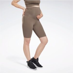 Reebok Womens Lux Bike Athletic Workout Shorts, Brown, Maternity, Small