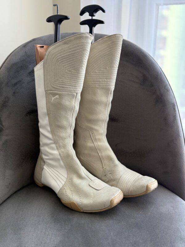 Vintage Puma Seude Tan Moto Boxing Sport Women Zip Boots size 38