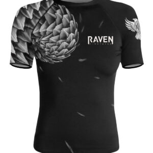 Raven Fightwear Women's Power Pangolin BJJ Rash Guard Short Sleeve MMA Black/Whi