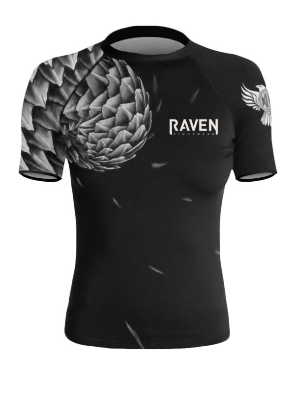 Raven Fightwear Women's Power Pangolin BJJ Rash Guard Short Sleeve MMA Black/Whi