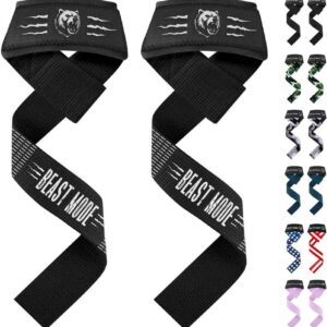 Weight Lifting Straps Deadlift, Powerlifting Wrist Wraps for Gym Workout Black