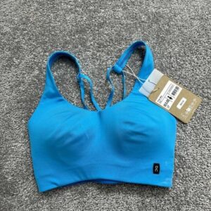 On Running Train Sports Bra Womens XS Blue Moisture Wicking Striking Strappy New