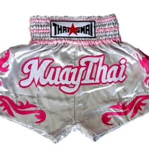 Pink White Women Girls Muaythai Shorts Kickboxing Embroidery Design MMA UFC Gym