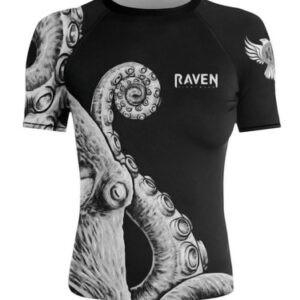 Raven Fightwear Women's Kraken Octopus BJJ Rash Guard Short Sleeve MMA Black/Whi