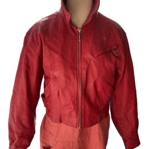 G I11 Women's Red Leather Vintage Bomber Jacket~Side Belts+Pockets / Size SMALL