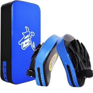 Taekwondo Kick Shield - Muay Thai MMA Karate Blue 2 punching mitts+1 kick pad