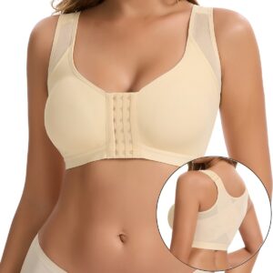 Sports Bra for Women Wireless Front Closure Adjustable High Impact Support Bra