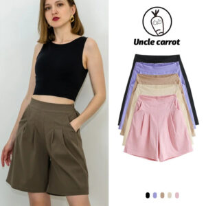 Women Shorts 2024 Summer Candy Colors Casual high waist loose half shorts for gi