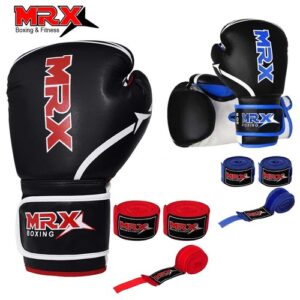 MRX Boxing Gloves with Hand Wraps Set Sparring Gloves Kickboxing Muay Thai