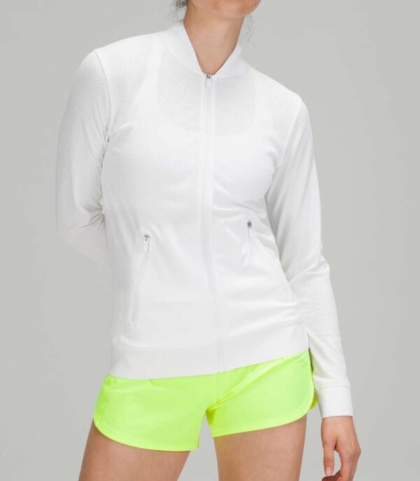Lululemon Seamless Training Jacket Women’s 10 White Full Zip Workout Athleisure