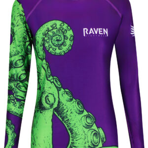 Raven Fightwear Women's Kraken Octopus BJJ Rash Guard MMA Purple/Green