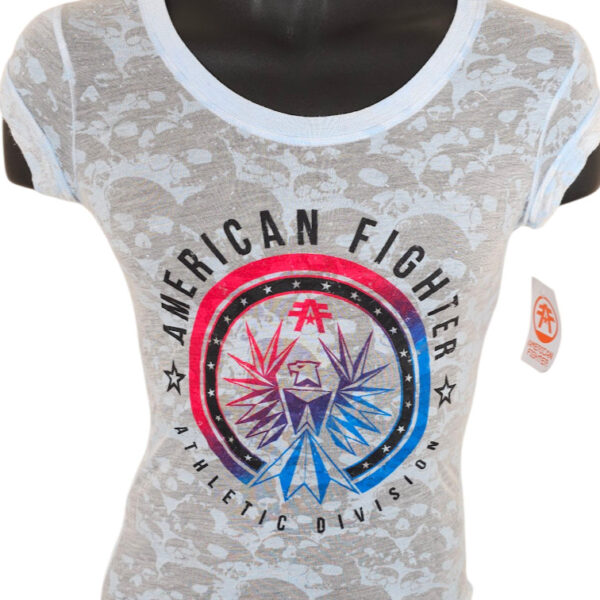 American Fighter T Shirt Womens Size XS Blue MMA Mixed Martial Arts Sheer Slim