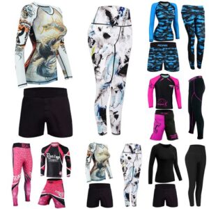 Koyes Ladies Fight Wear MMA Long Sleeve Rash Guard MMA Shorts and BJJ Leggings
