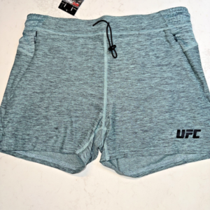 UFC Womens XL Tech Workout Summer Shorts Slate Green Zip Pockets MMA Performance