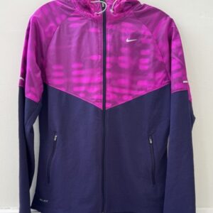 Nike Running Dri Fit Jacket Women Size M With Adjustable Hoodie Purple