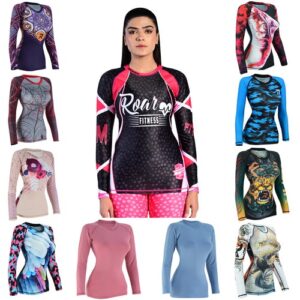 ROAR MMA Long Sleeve Fight Wear Women Compression Rash Guard BJJ Wrestling