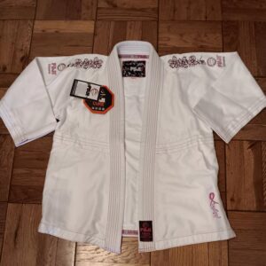 Fuji Kimono GI Jiu Jitsu MMA Womens WC2 Top White With Pink Ribbon And Flowers