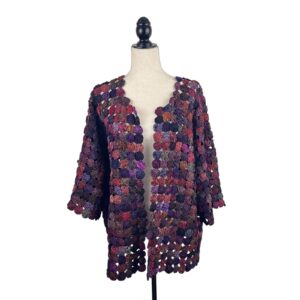 VTG Thai Silk Yo-Yo Jacket OS Open Front Quilted Tunic Length