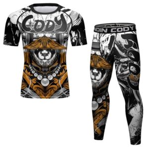 BJJ Brazilian Jiu Jitsu MMA Rashguard & Spats Set For No Gi Rash Guard Compress