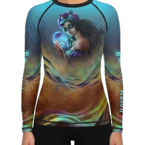 Raven Fightwear Women's La Dama de la Noche Calavera Catrina BJJ Rash Guard MMA
