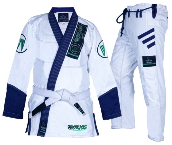 Worios Competition | Limited Edition BJJ Gi White/Navy Blue Kimono Adults