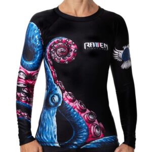 Raven Fightwear Women's Kraken Octopus BJJ Rash Guard MMA Red/White/Blue