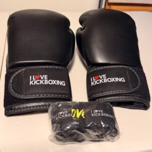 ILKB I Love Kickboxing Black 12 oz Kickboxing Boxing Gloves ~ Training Sparring