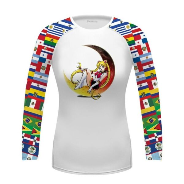 Women'S Brazilian Jiu Jitsu Rashguard Magical Girl Flags Anime Style BJJ MMA