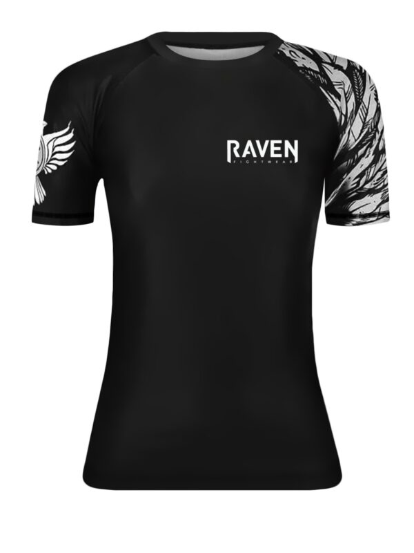 Raven Fightwear Women's Aerial Assault MMA BJJ Short Sleeve Rash Guard Black/Whi