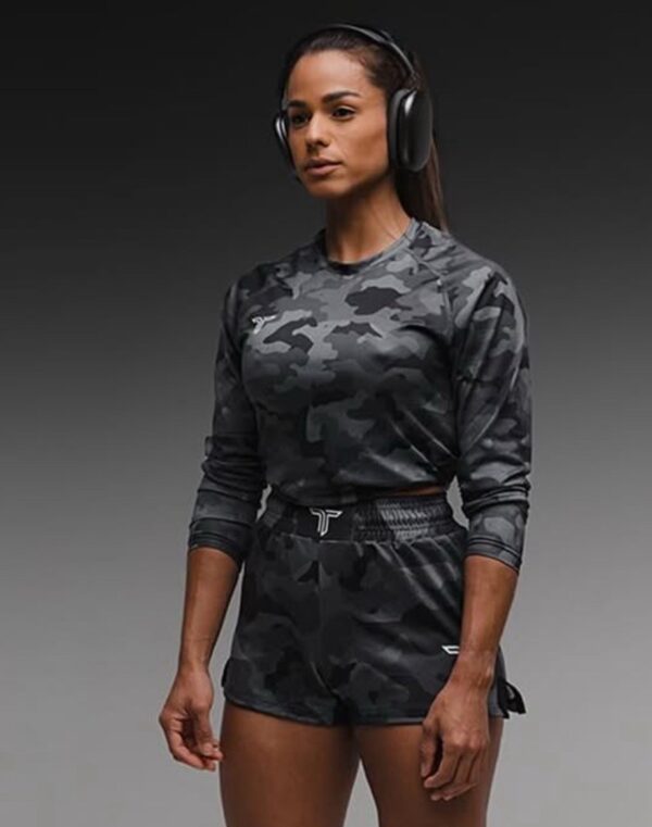 Takedown Women’s Stretch Sportswear Urban Camo Fighter 3” Gym Shorts Size Large