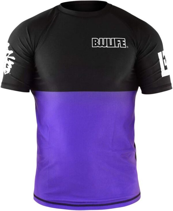 CompLite Ranked Rash Guard | Short Sleeve | No GI Brazilian Jiu Jitsu | MMA BJJ Wrestling Training Water Sports | Purple | Large