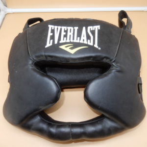 Everlast Full Face Headgear Leather Sparring Head Gear Guard Boxing BLACK MMA