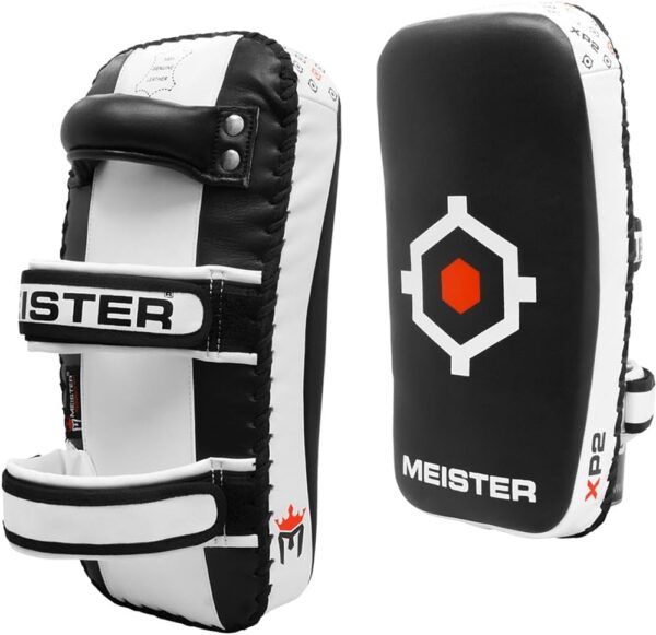 Meister XP2 Professional Curved Thai Pads for Kickboxing & MMA - X-Thick Cowhide Leather