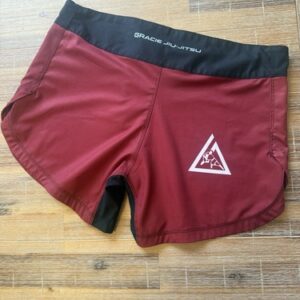 Gracie Jiu Jitsu Women’s No-Gi Training Shorts Size 30 Red Black MMA Grappling