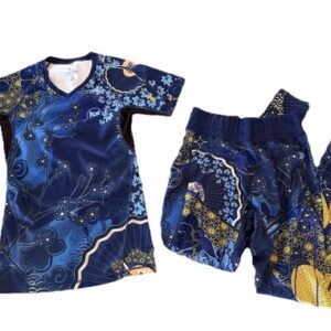 Gaidama Women’s Rashguard & Leggings Set Sz XS & S KOI BJJ Blue Multi-Color