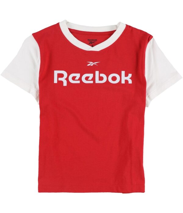 Reebok Womens Training Essentials Linear Logo Graphic T-Shirt, Red, Small