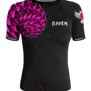 Raven Fightwear Women's Power Pangolin BJJ Rash Guard Short Sleeve MMA Black/Pin